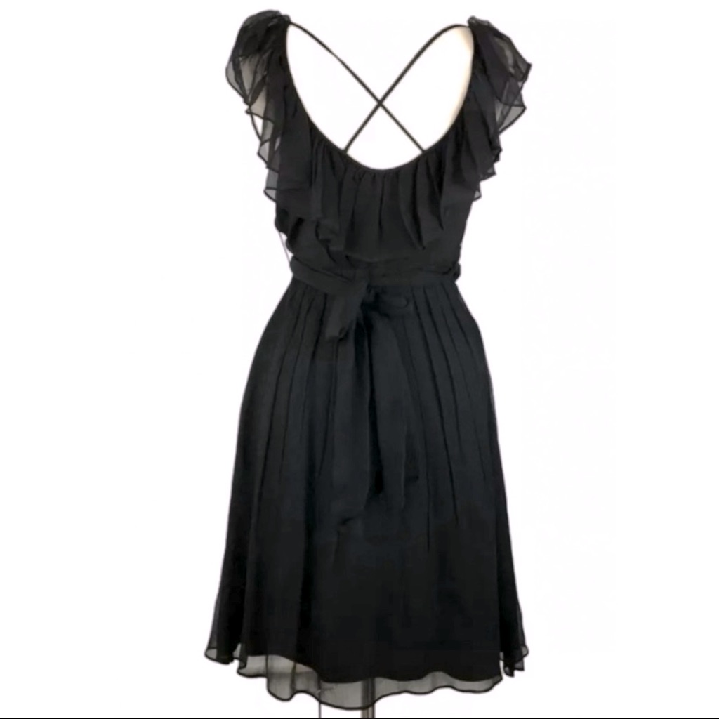 Max & Cleo X-Back Black Silk Chiffon Sexy Lbd Dress, Size 12 Nwt
